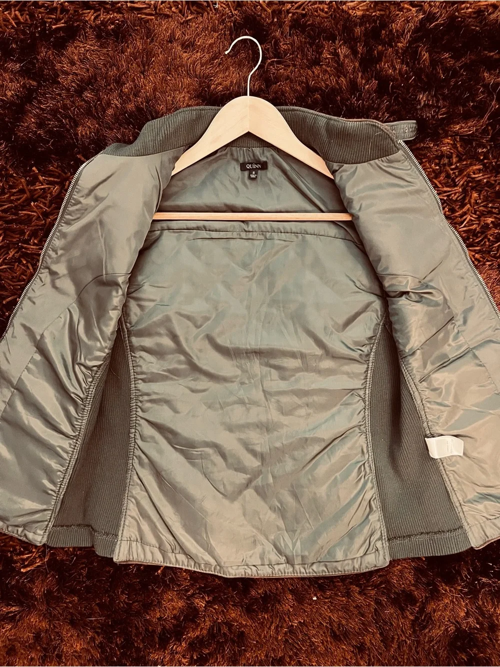 Quinn Women’s Quilted Olive Green Zip-Front Vest-sz S